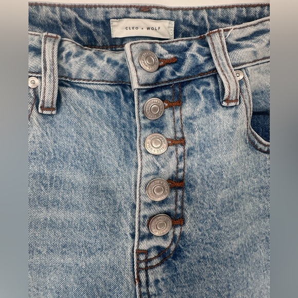 CLEO + WOLF WOMEN'S MEDIUM WASH HIGH RISE SLIM STRAIGHT ANKLE JEANS Size 31 - Picture 5 of 10